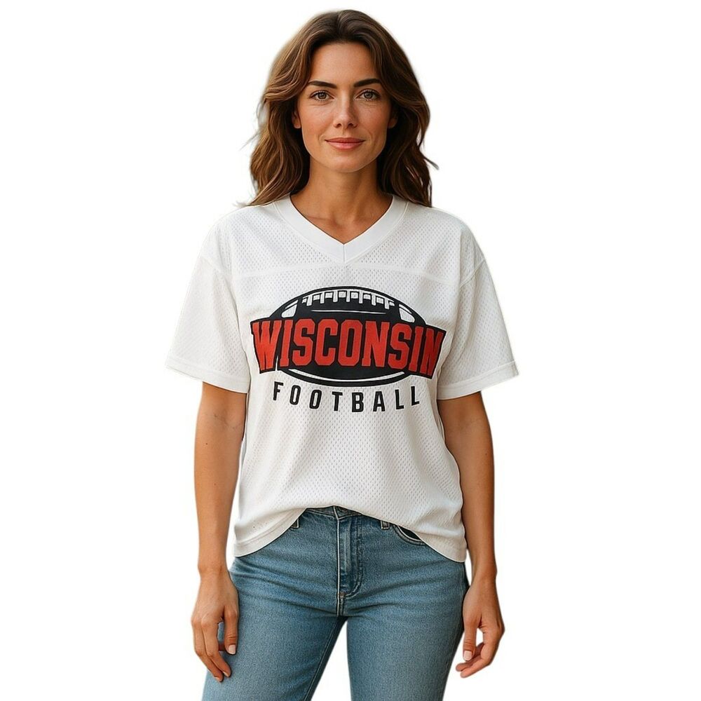 Wisconsin Badgers Football Jersey Mesh Cropped Alleson Size  L/XL Sport #146